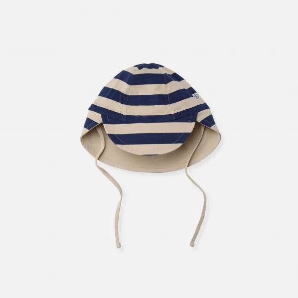 Sonnenhut Leopard Navi Stripe /Sandy Beach – UPF 50+