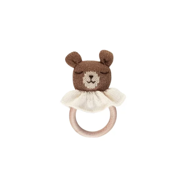 Beißring mit Rassel – Bär braun