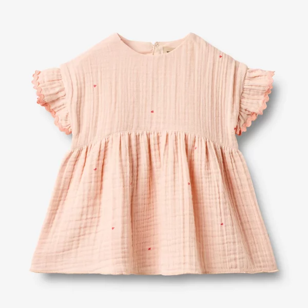Musselin-Kleid Herzchen rosa